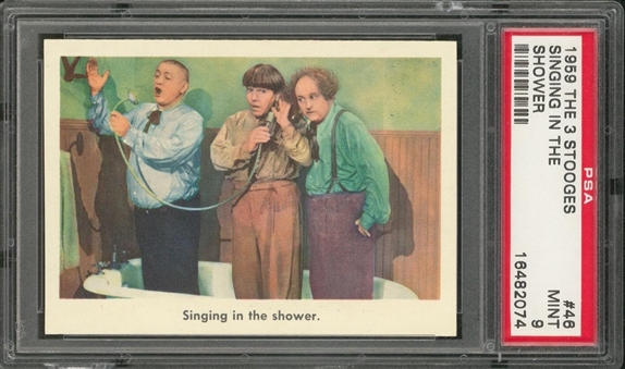 1959 Fleer "Three Stooges" #46 "Singing In The Shower." – PSA MINT 9